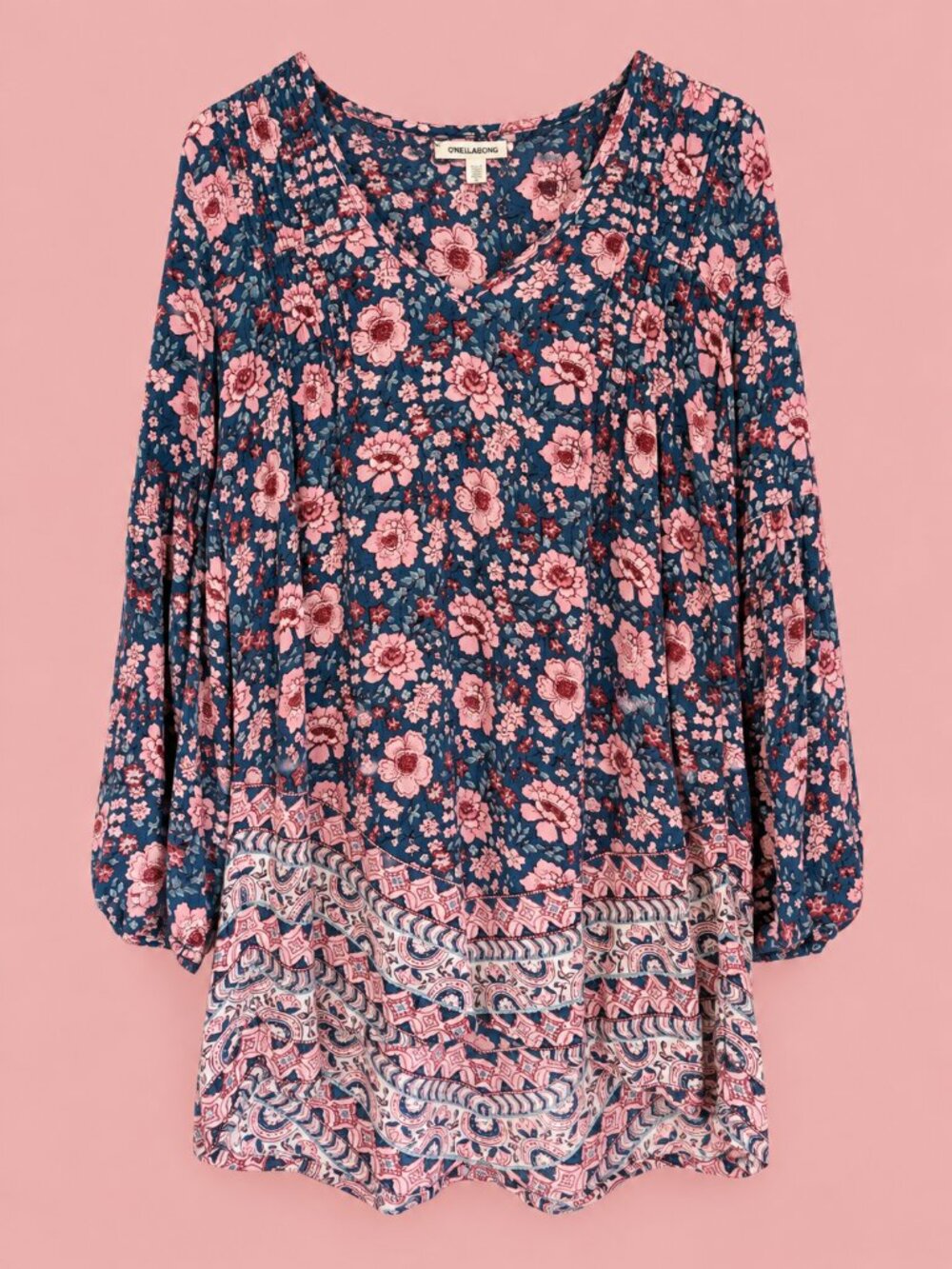 🌸 BILLABONG Floral Long-Sleeve Tunic Top